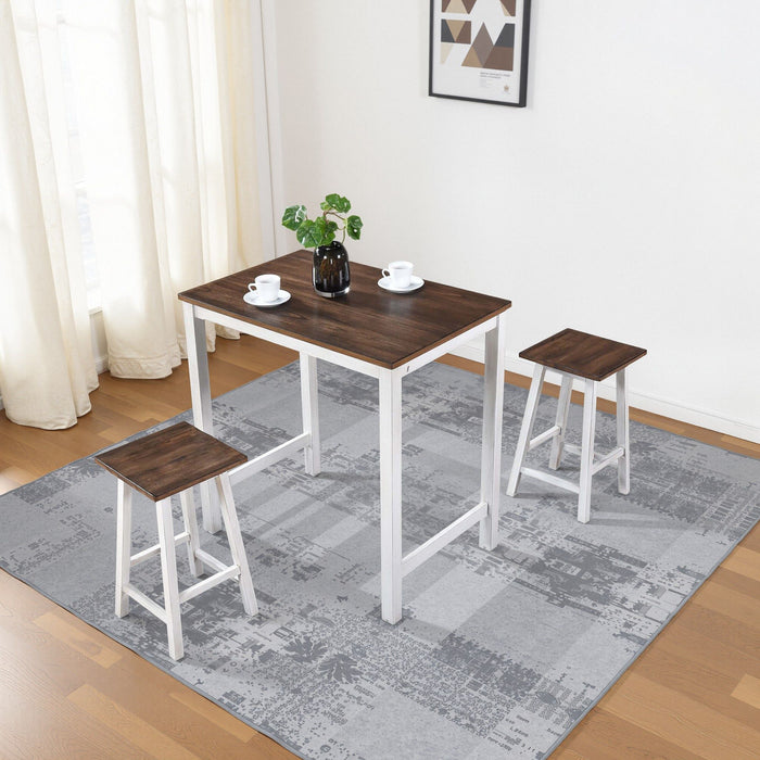 Giga 3-piece counter height dining room set with two stools and a table, featuring wood finish and modern design elements.