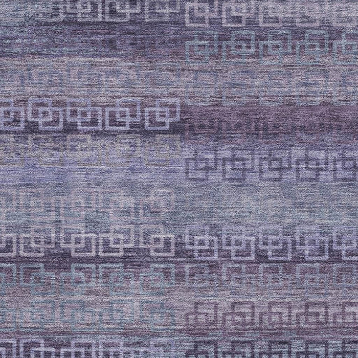 10' X 14' Striped Washable Area Rug With UV Protection (715099) - Plum / Purple
