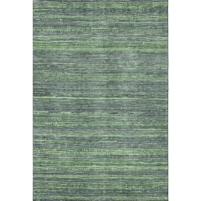 10' X 14' Striped Washable Area Rug With UV Protection (705593) - Green / Gray