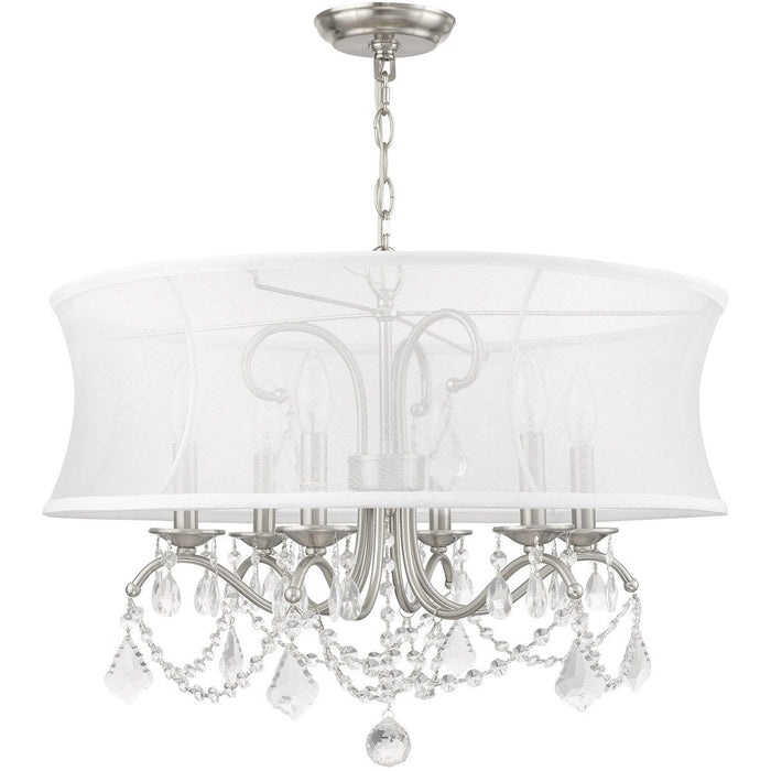 21" Six Light Dimmable Chandelier With Shades - Nickel