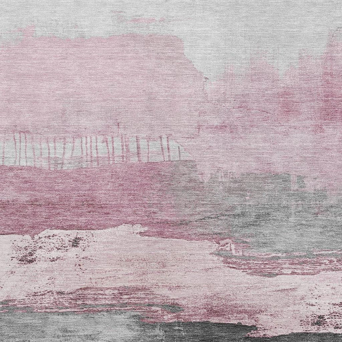 10' X 14' Abstract Washable Area Rug With UV Protection (706691) - Pink / Gray / Ivory