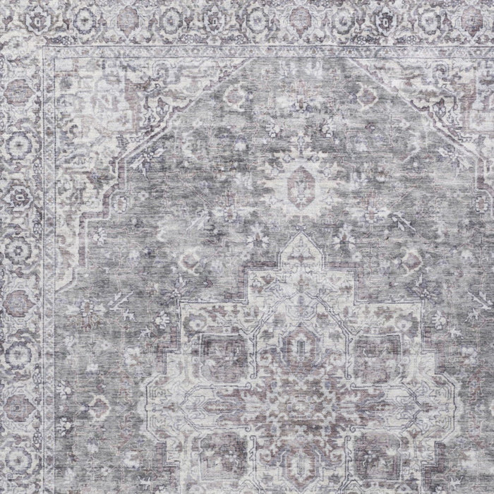 10' X 14' Floral Distressed Area Rug (573757) - Gray