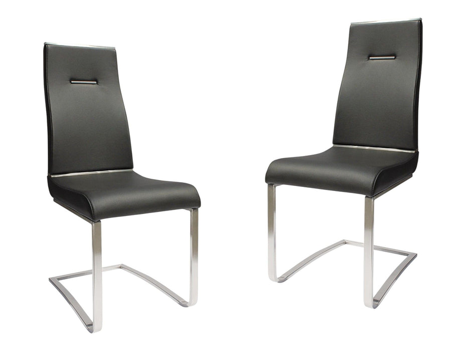 Faux Leather Upholstered Dining Side Chairs (Set of 2) - Silver / Black