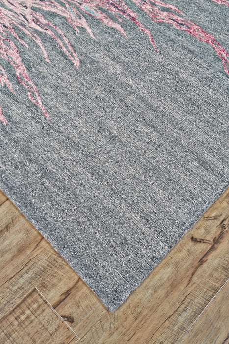 8' x 11' Abstract Hand Tufted Area Rug - Red And Gray