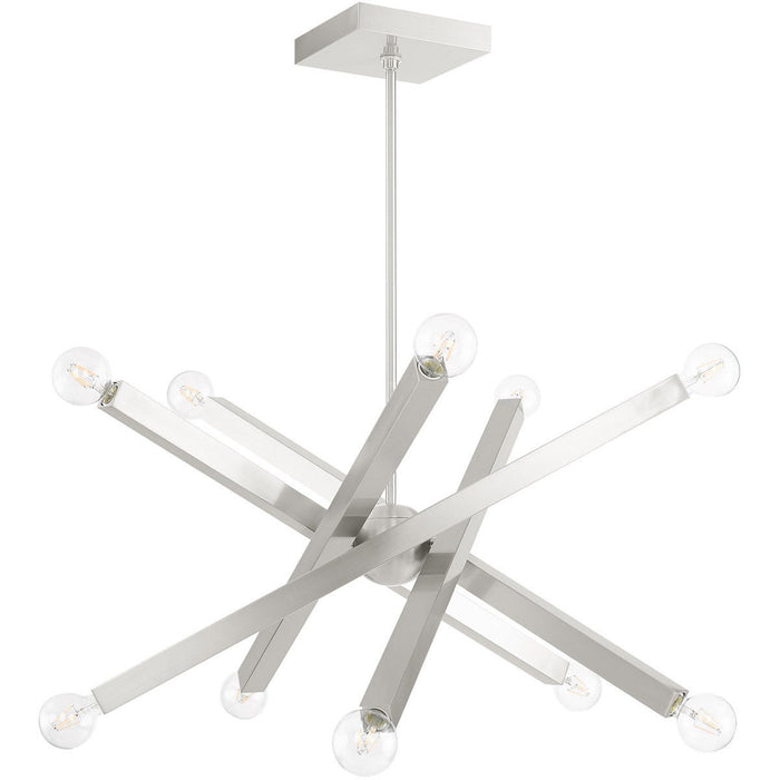 24" Ten Light Dimmable Chandelier With Shades - Nickel