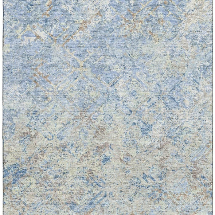 10' X 14' Diamond Washable Area Rug With UV Protection - Sky Blue