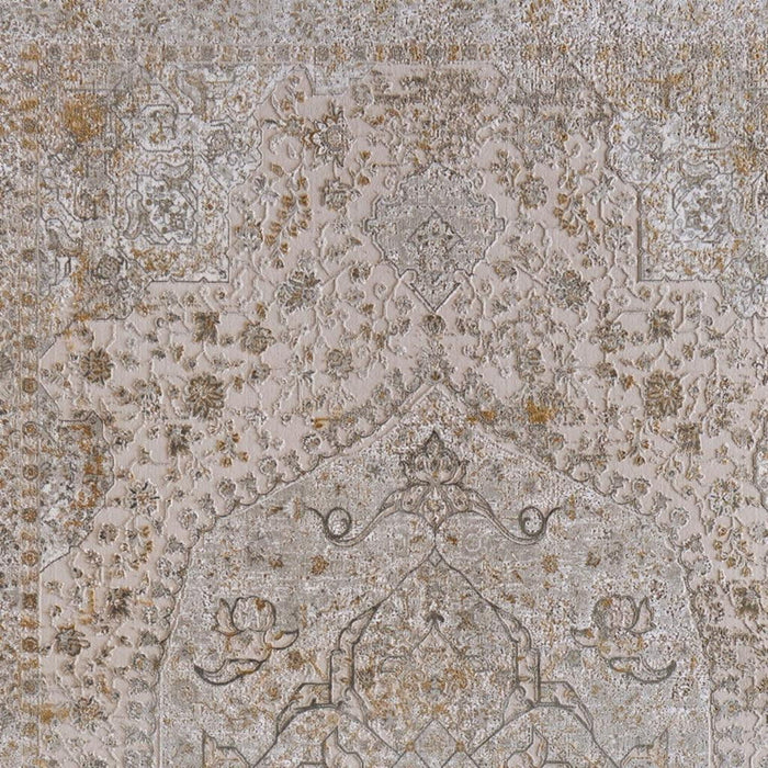 11' X 14' Oriental Area Rug With Fringe (722073) - Ivory / Gray / Gold