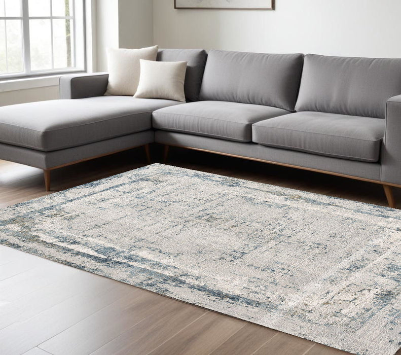 7.8' x 10.8' Abstract Area Rug - Blue And Ivory
