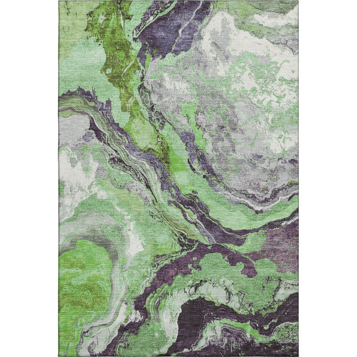 10' X 14' Abstract Washable Area Rug With UV Protection (707737) - Green / Lavender / Ivory