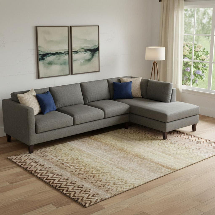 10' X 14' Geometric Washable Area Rug With UV Protection (715639) - Beige / Brown