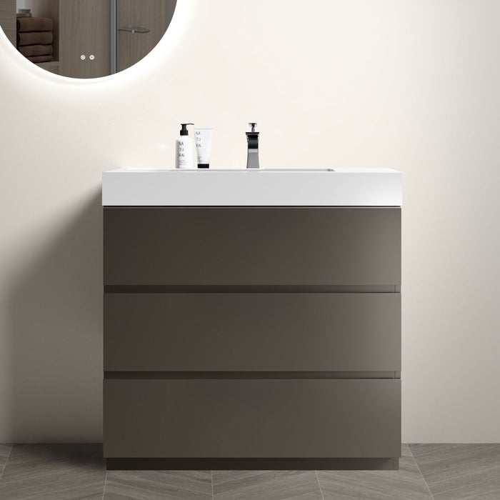 Giga Alice bathroom vanity with large storage, freestanding design, one-piece sink basin without drain and faucet, modern style.