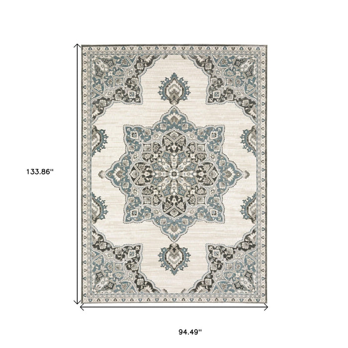 8' X 11' Medallion Area Rug - Brown And Blue
