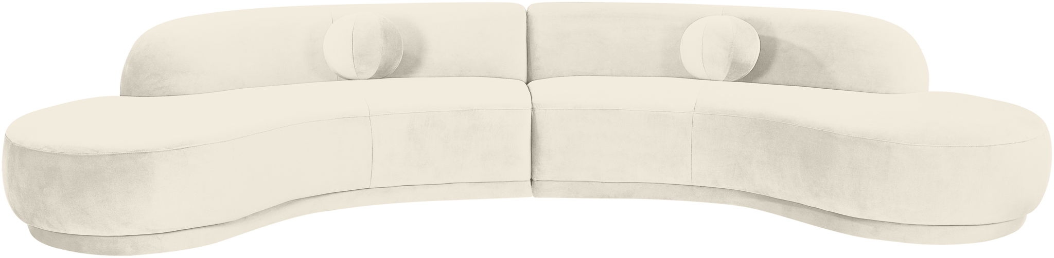 Meridian Furniture Avra velvet upholstered sectional sofa in a 146-inch stationary performance fabric design.