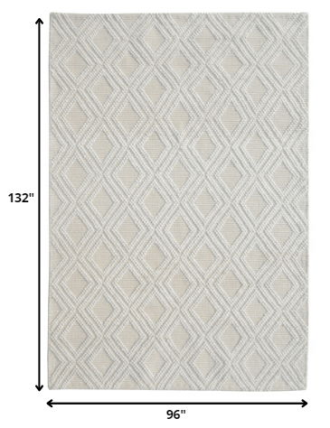 8' x 11' Geometric Handmade Area Rug - Ivory