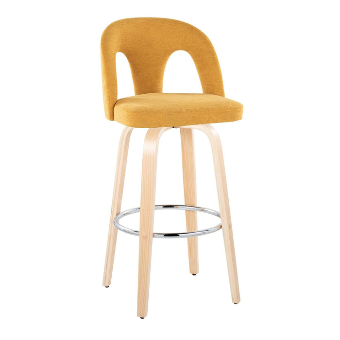 Ava - Upholstered Fixed-Height Barstool (Set of 2) - Natural Wood Base