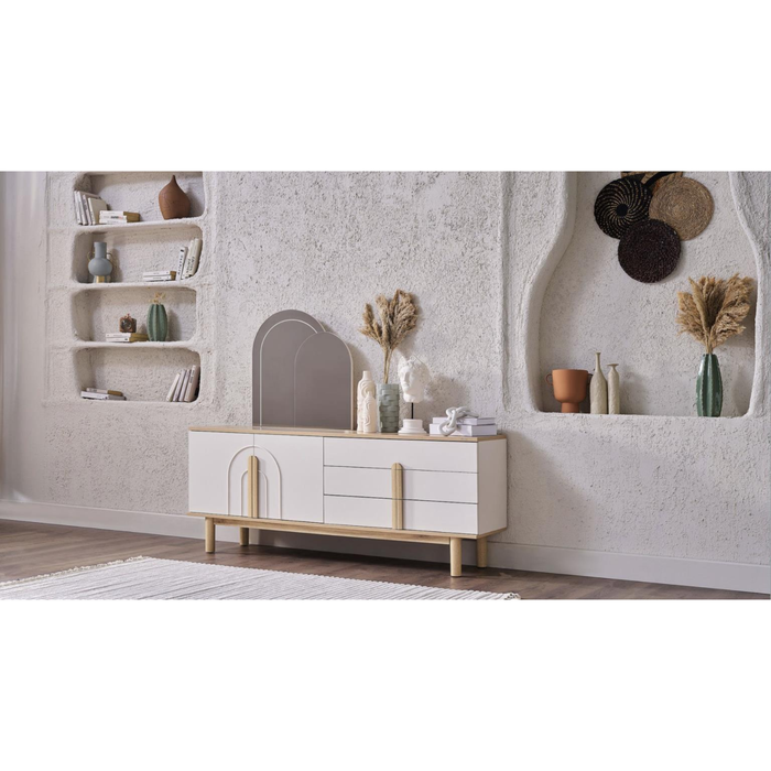 Bellona Boheems Dining Room Set Table, 6 Chairs, Buffet and Mirror