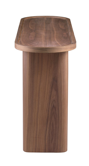 Modern All-Wood Sofa Table | Walnut Veneer Console Table with Oval Top