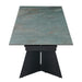 Contemporary Chintaly HELEN extendable dining table with ceramic and glass top, matte black steel base, 63-94 inches extended.