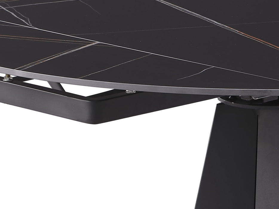 JOCELYN Contemporary Motion Extendable Dining Table | Matte Black with Steel Base