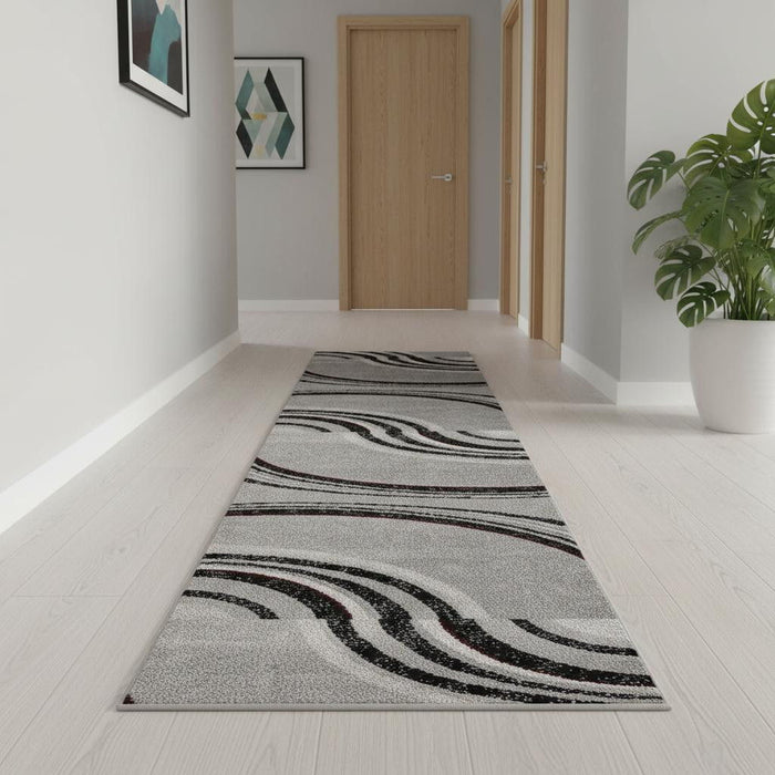 16' Abstract Runner Rug (610152) - Gray / Black