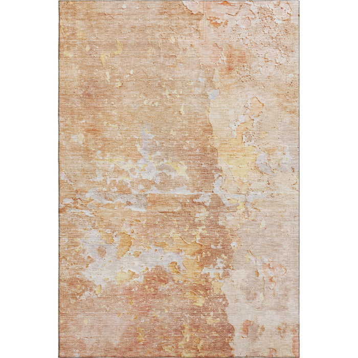 10' X 14' Abstract Washable Area Rug With UV Protection (692208) - Salmon / Ivory / Gold
