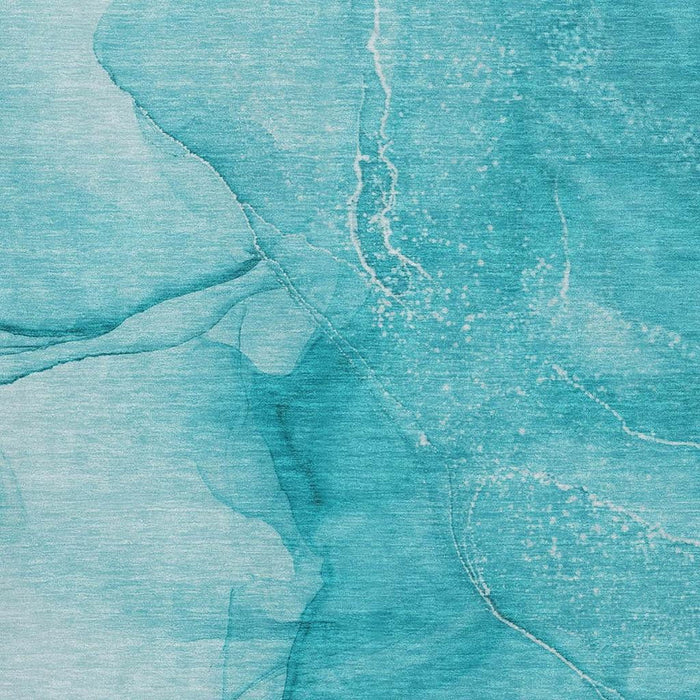 8' X 10' Abstract Washable Area Rug With UV Protection (646886) - Teal / Ivory