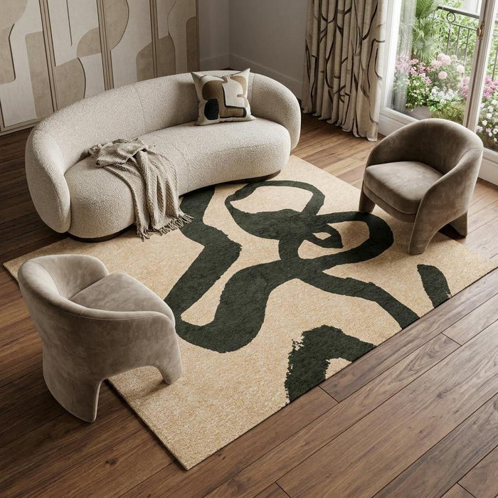 8' X 11' Abstract Washable Area Rug With UV Protection (610011) - Beige / Green