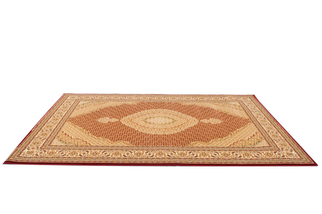 8' x 11' Oriental Power Loom Area Rug - Red And Beige