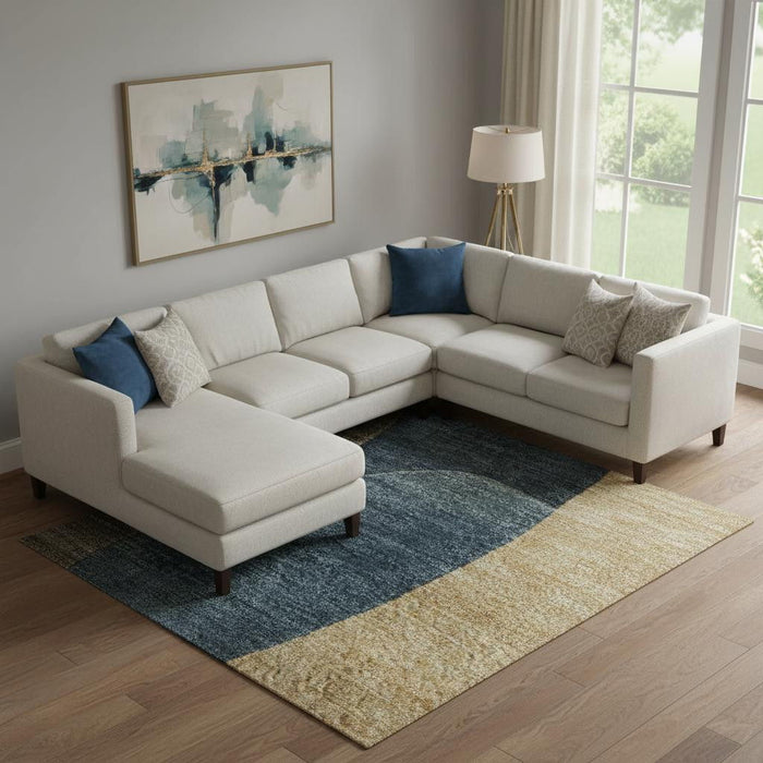 10' X 14' Abstract Washable Area Rug With UV Protection (706271) - Navy Blue / Orange / Rust