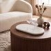 Genuine marble tray by Meridian Furniture, round tray with smooth marble surface and elegant natural veining.