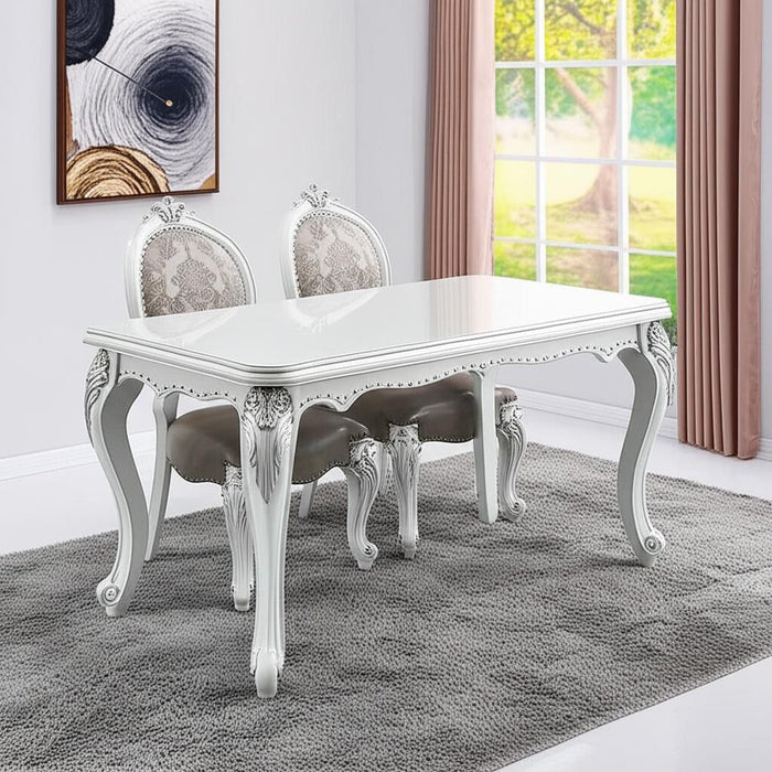 Upholstered Faux Leather Solid Wood King Louis Back Dining Side Chairs (Set of 2) - Gray