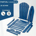 Giga navy blue folding Adirondack lounge chair with embossed wood grain, ideal for patio, backyard, deck, or poolside seating.