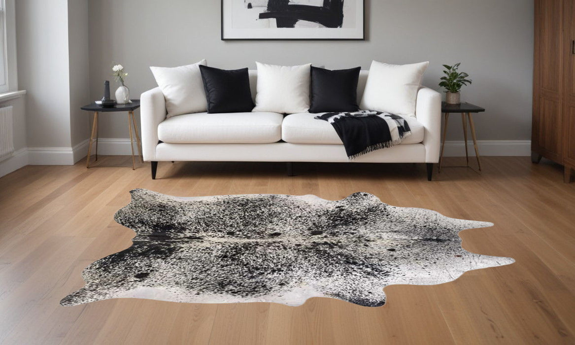 60" x 84" Black And White Cowhide - Area Rug - Salt And Pepper