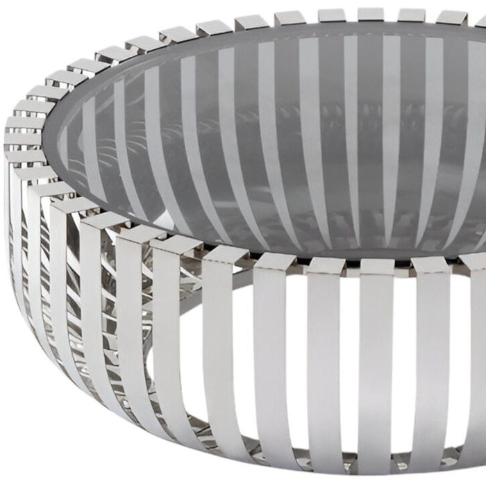 Glass And Stainless Steel Round Coffee Table - Gray