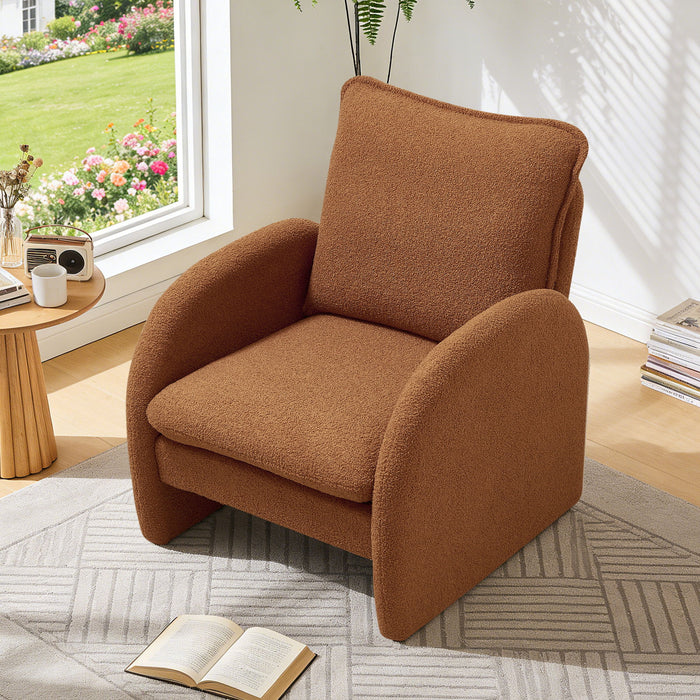 Giga modern Sherpa upholstered accent armchair with plush seating, ideal for living rooms, bedrooms, or office lounge areas.
