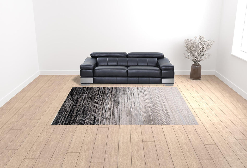 9' x 12' Gray Abstract Area Rug - Black And Dark