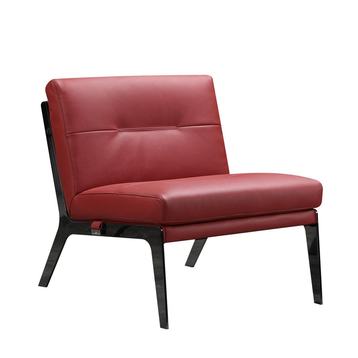 Genuine Leather Slipper Chair - Red And Black