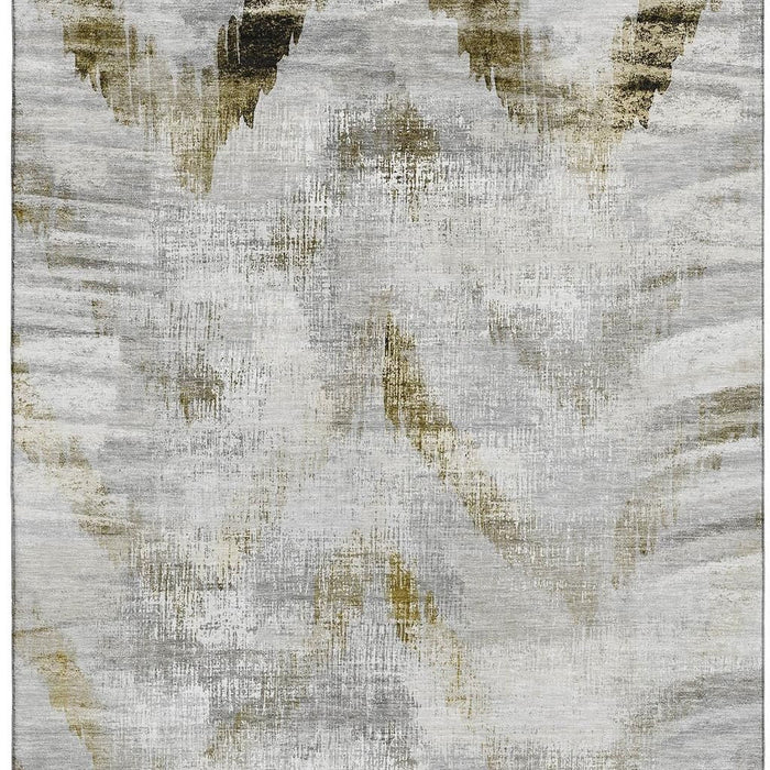 10' X 14' Abstract Washable Area Rug With UV Protection - Taupe / Brown