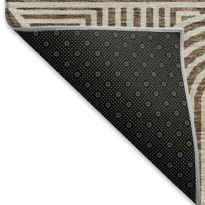 10' X 14' Abstract Geometric Washable Area Rug With UV Protection (672899) - Brown / Ivory