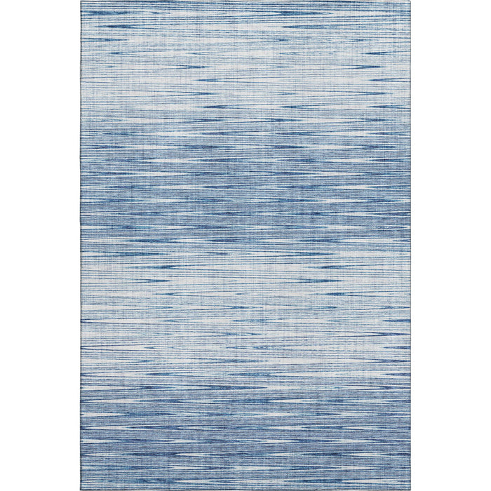 9' X 12' Abstract Washable Area Rug With UV Protection - Ivory And Blue