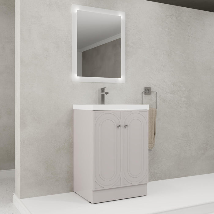 Giga contemporary freestanding bathroom vanity with resin sink and soft-close cabinet doors, modern and stylish bathroom furniture