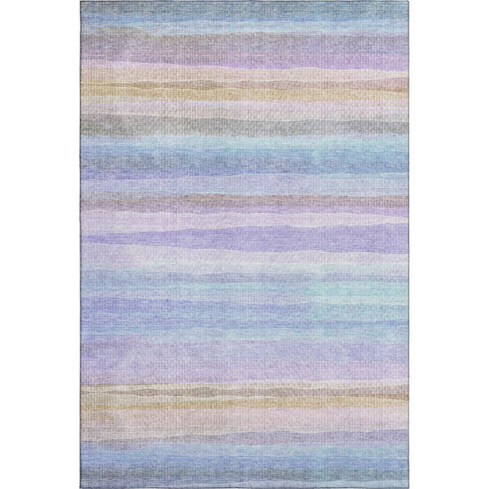 10' X 14' Striped Washable Area Rug With UV Protection (717596) - Lavender / Sky Blue