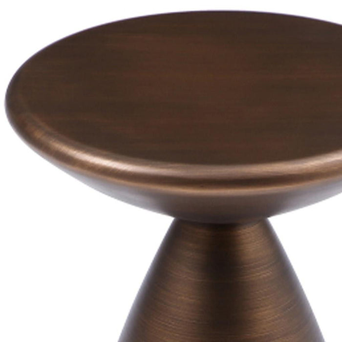 Steel Cinched High Waist Round Pedestal End Table - Bronze