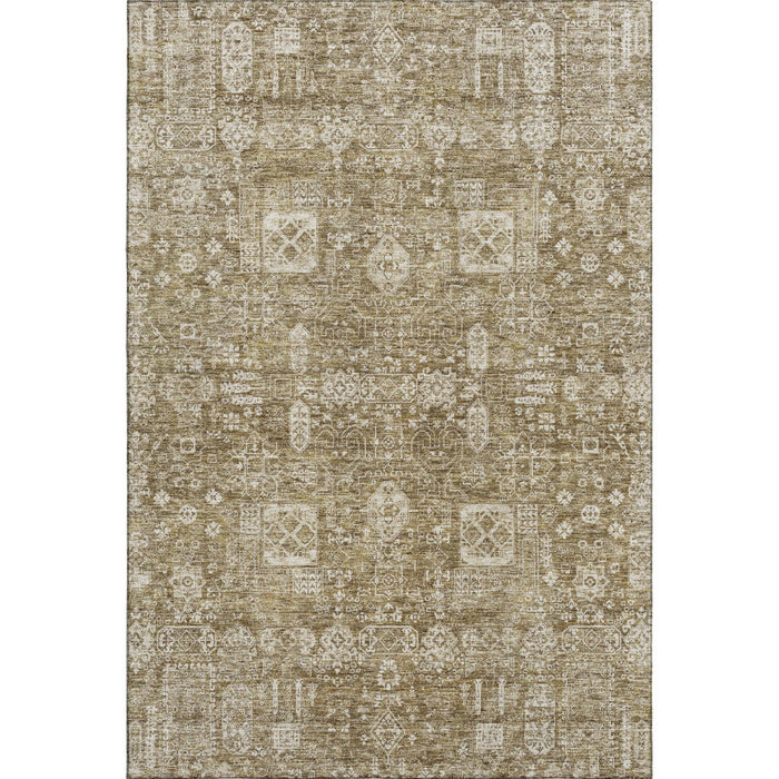 10' X 14' Floral Washable Area Rug With UV Protection (653362) - Brown / Ivory