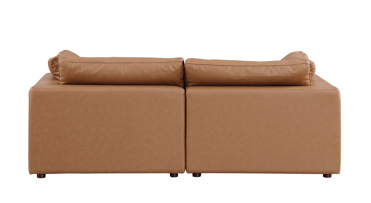 Italian Leather Loveseat - Chestnut / Brown
