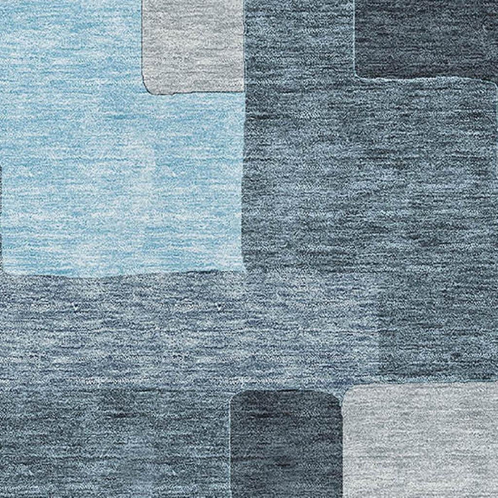 10' X 14' Geometric Washable Area Rug With UV Protection (675744) - Sky Blue / Gray