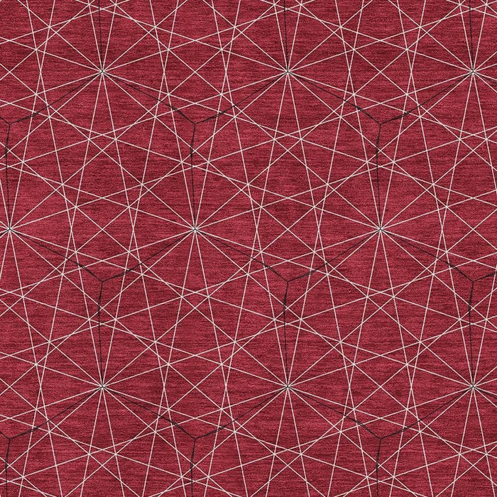 10' X 14' Geometric Washable Area Rug With UV Protection (677897) - Red / Ivory