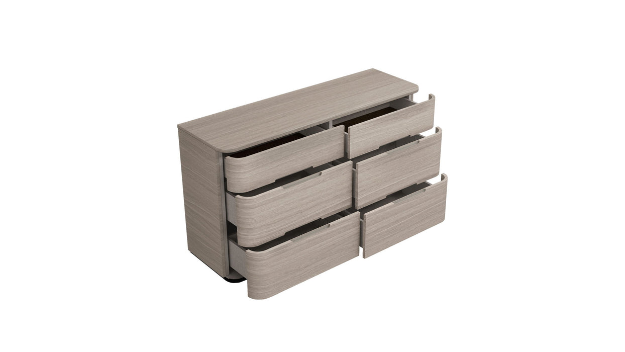 56" Wood Six Drawer Double Dresser - Beige