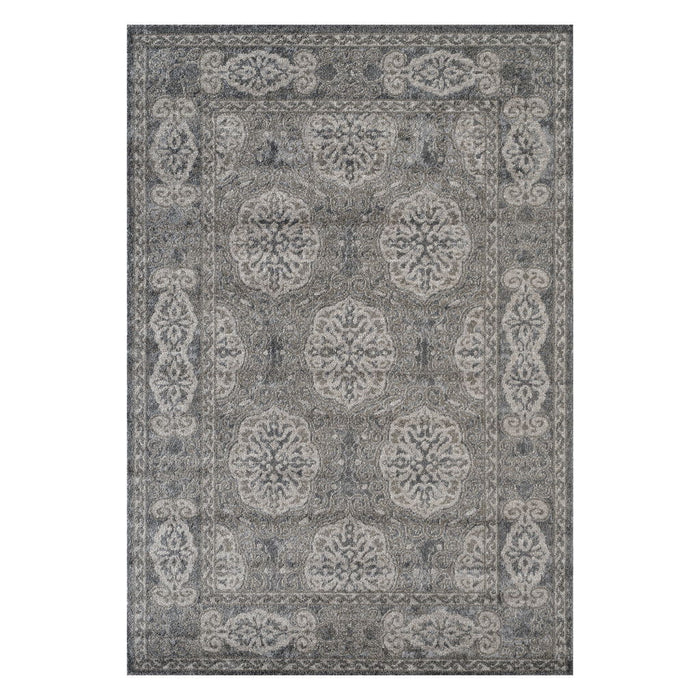9' x 12' Medallion Power Loom Area Rug - Charcoal And Gray