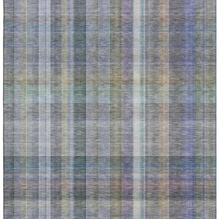 10' X 14' Plaid Washable Area Rug With UV Protection (648022) - Green / Purple